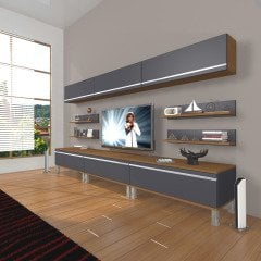 Decoraktiv Eko 8Y Mdf Krom Ayaklı Tv Ünitesi Tv Sehpası