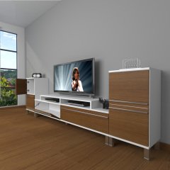 Decoraktiv Ekoflex On2 Mdf Krom Ayaklı Tv Ünitesi Tv Sehpası Beyaz - Ceviz