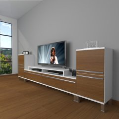 Decoraktiv Ekoflex On2 Mdf Krom Ayaklı Tv Ünitesi Tv Sehpası Beyaz - Ceviz