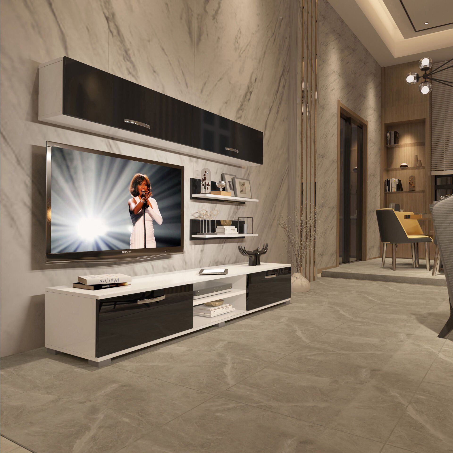 Decoraktiv Eko 5 Slm Dvd Tv Ünitesi Tv Sehpası Beyaz - Siyah