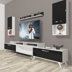 Decoraktiv Ekoflex 270da Slm Retro Tv Ünitesi Tv Sehpası Beyaz - Siyah