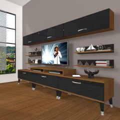 Decoraktiv Ekoflex 8Y Slm Silver Tv Ünitesi Tv Sehpası Ceviz - Siyah