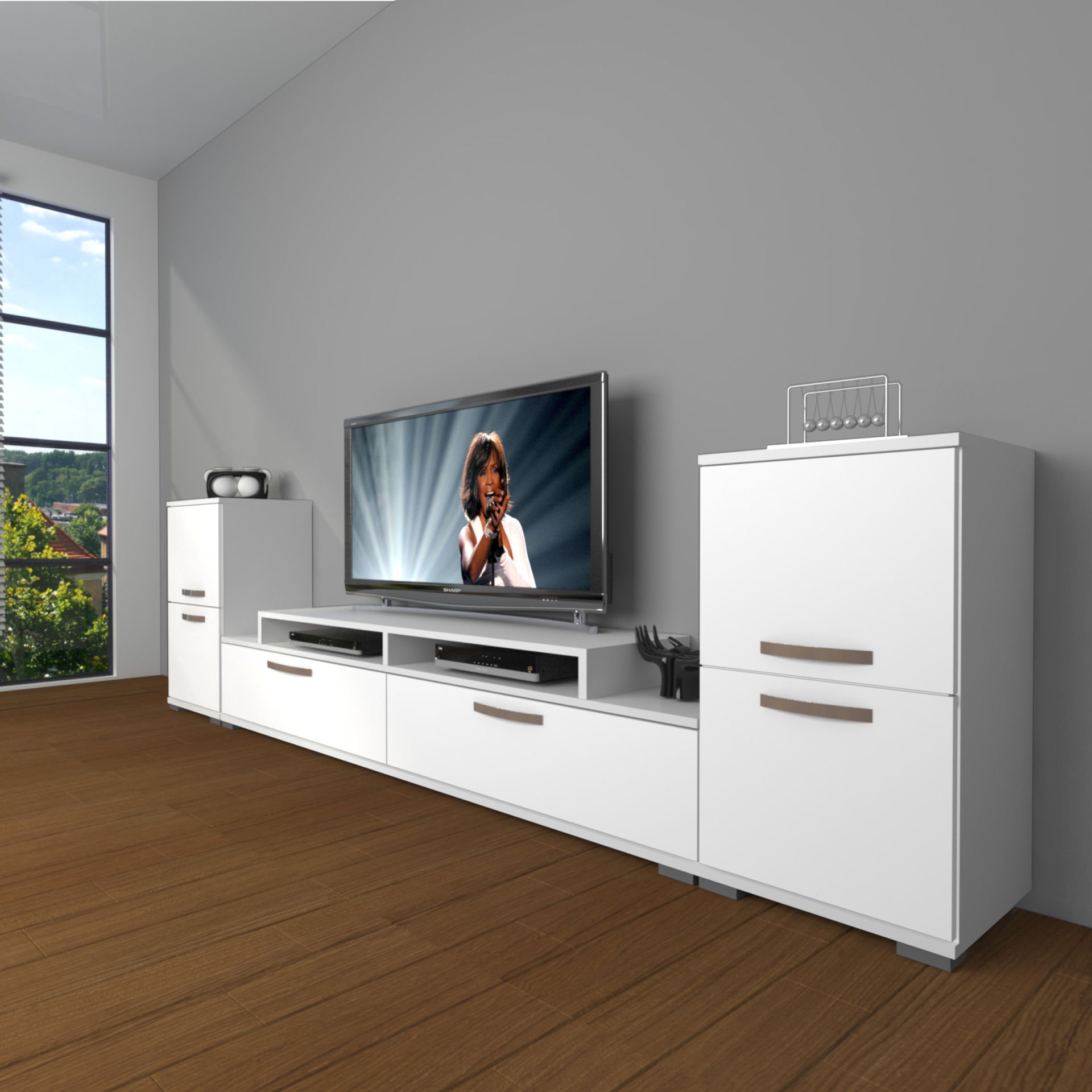 Decoraktiv Ekoflex On2 Slm Tv Ünitesi Tv Sehpası Parlak Beyaz