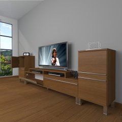 Decoraktiv Ekoflex On2 Mdf Krom Ayaklı Tv Ünitesi Tv Sehpası Ceviz