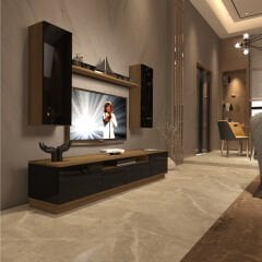 Decoraktiv Trio 5DS Mdf Tv Ünitesi Tv Sehpası Pera - Siyah