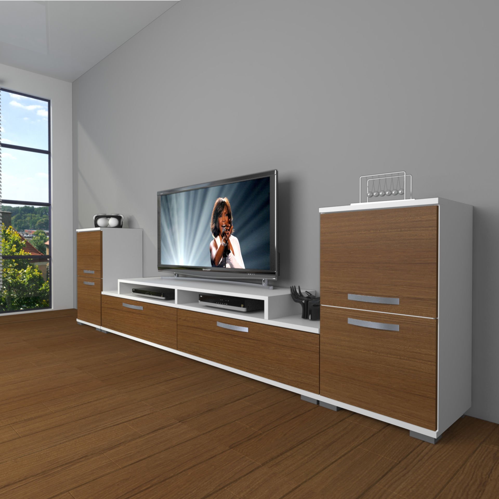 Decoraktiv Ekoflex On2 Slm Tv Ünitesi Tv Sehpası Beyaz - Ceviz