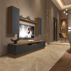 Decoraktiv Trio 5DS Mdf Tv Ünitesi Tv Sehpası Pera - Antrasit