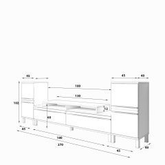 Decoraktiv Ekoflex On2 Mdf Krom Ayaklı Tv Ünitesi Tv Sehpası Ceviz - Antrasit