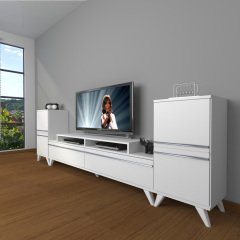 Decoraktiv Ekoflex On2 Mdf Retro Tv Ünitesi Tv Sehpası Parlak Beyaz