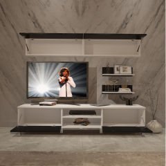 Decoraktiv Eko 5 Slm Dvd Krom Ayaklı Tv Ünitesi Tv Sehpası Beyaz - Siyah