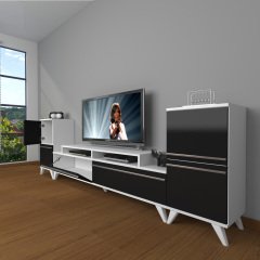 Decoraktiv Ekoflex On2 Mdf Retro Tv Ünitesi Tv Sehpası Beyaz - Siyah