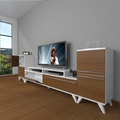 Decoraktiv Ekoflex On2 Mdf Retro Tv Ünitesi Tv Sehpası Beyaz - Ceviz