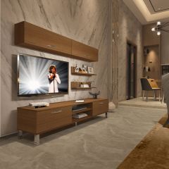 Decoraktiv Eko 5 Slm Dvd Krom Ayaklı Tv Ünitesi Tv Sehpası Ceviz