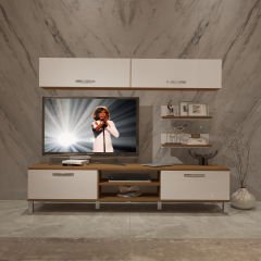 Decoraktiv Eko 5 Slm Dvd Krom Ayaklı Tv Ünitesi Tv Sehpası Ceviz - Beyaz