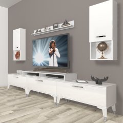 Decoraktiv Ekoflex 270da Slm Silver Tv Ünitesi Tv Sehpası Parlak Beyaz