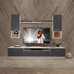 Decoraktiv Trio 5DA Mdf Tv Ünitesi Tv Sehpası Beyaz - Antrasit