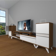 Decoraktiv Ekoflex On2 Mdf Retro Tv Ünitesi Tv Sehpası Ceviz - Beyaz