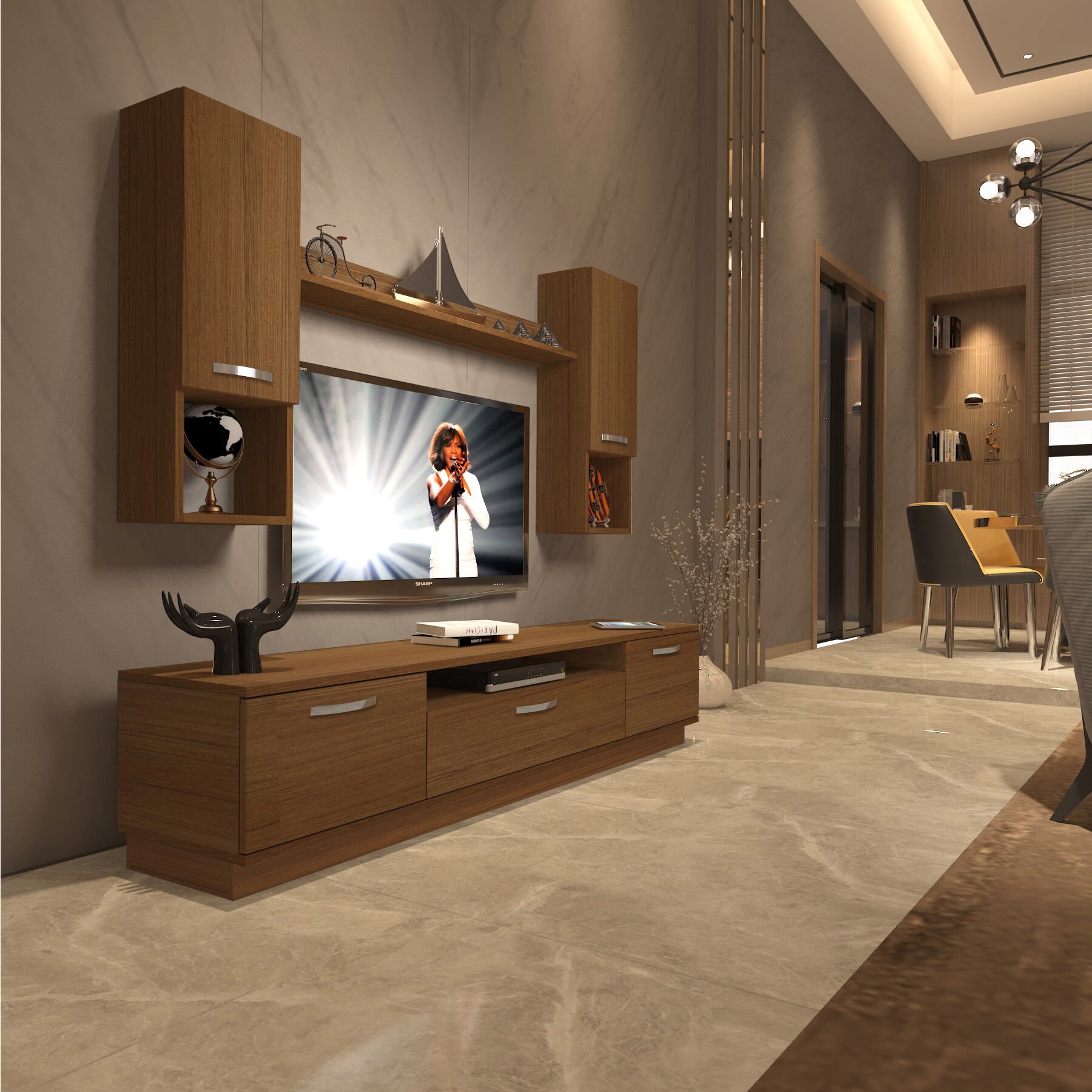 Decoraktiv Trio 5DA Mdf Tv Ünitesi Tv Sehpası Ceviz