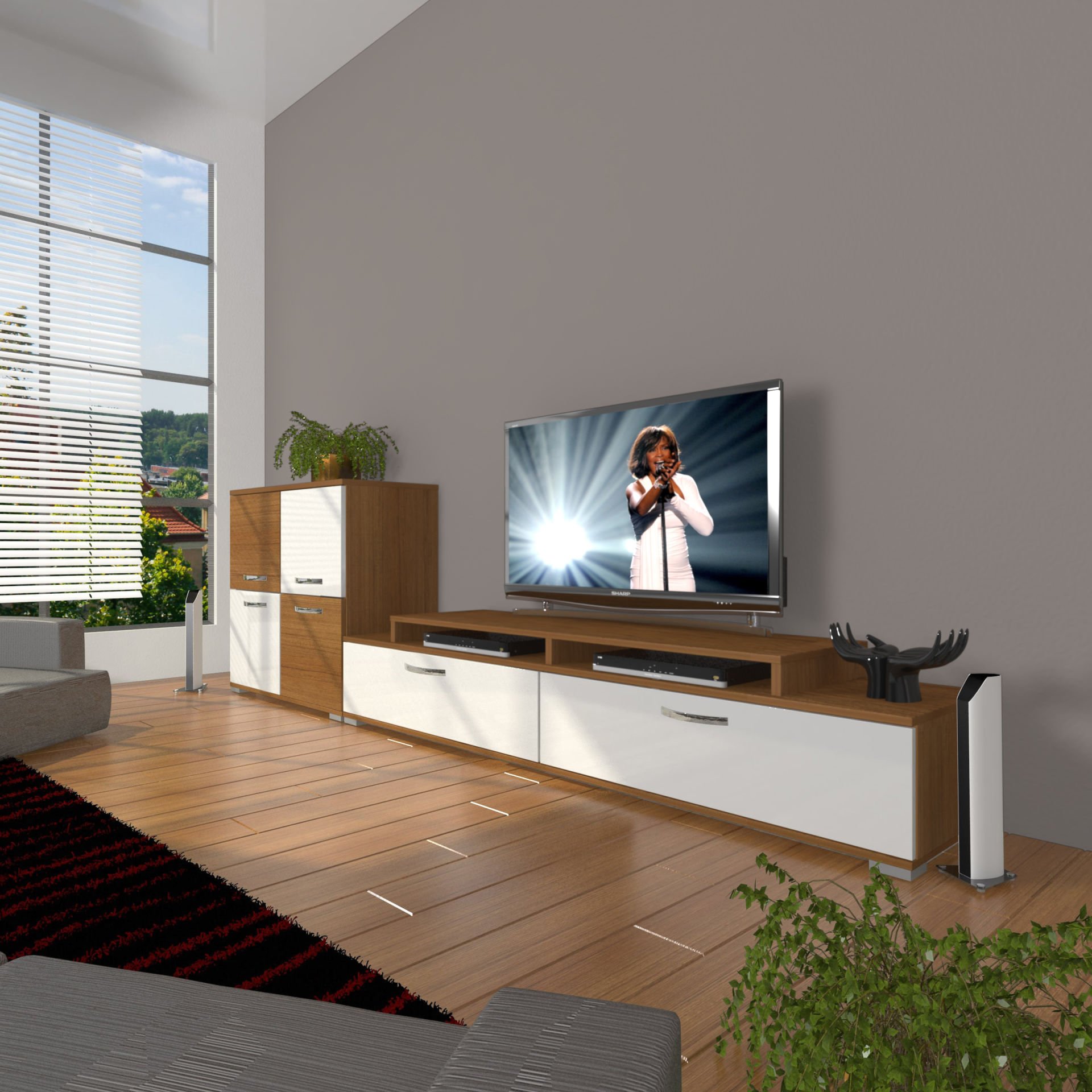 Decoraktiv Ekoflex On Slm Tv Ünitesi Tv Sehpası Ceviz - Beyaz