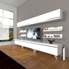 Decoraktiv Eko 8Y Mdf Retro Tv Ünitesi Tv Sehpası Parlak Beyaz