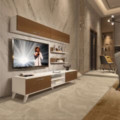 Decoraktiv Eko 5 Slm Dvd Retro Tv Ünitesi Tv Sehpası Beyaz - Ceviz