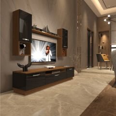 Decoraktiv Trio 5DA Mdf Tv Ünitesi Tv Sehpası Ceviz - Siyah