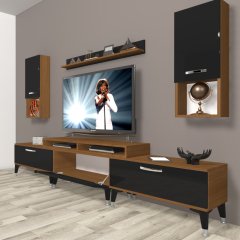 Decoraktiv Ekoflex 270da Slm Silver Tv Ünitesi Tv Sehpası Ceviz - Siyah