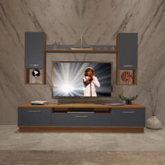 Decoraktiv Trio 5DA Mdf Tv Ünitesi Tv Sehpası Ceviz - Antrasit