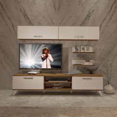 Decoraktiv Eko 5 Slm Dvd Retro Tv Ünitesi Tv Sehpası Ceviz - Beyaz