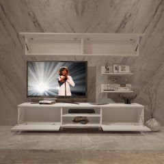 Decoraktiv Eko 5 Slm Dvd Retro Tv Ünitesi Tv Sehpası Parlak Beyaz