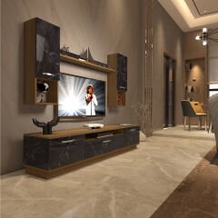 Decoraktiv Trio 5DA Mdf Tv Ünitesi Tv Sehpası Pera - Siyah Mermer