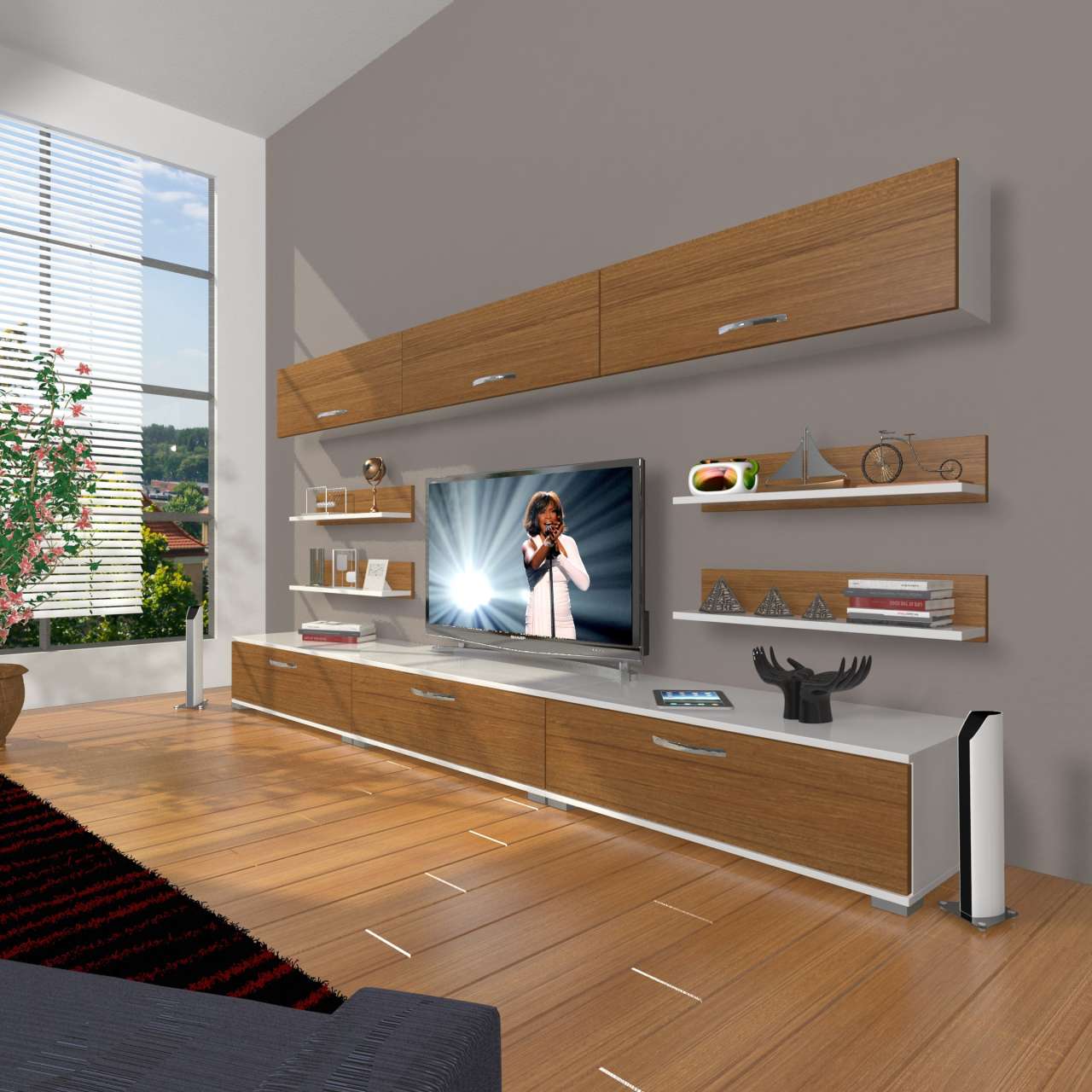 Decoraktiv Eko 8Y Slm Tv Ünitesi Tv Sehpası Beyaz - Ceviz