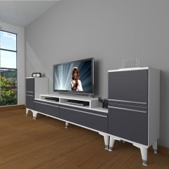 Decoraktiv Ekoflex On2 Mdf Silver Tv Ünitesi Tv Sehpası Beyaz - Antrasit