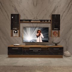 Decoraktiv Trio 5DA Mdf Tv Ünitesi Tv Sehpası Ceviz - Siyah Mermer
