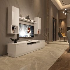 Decoraktiv Trio 5DAS Mdf Tv Ünitesi Tv Sehpası Parlak Beyaz