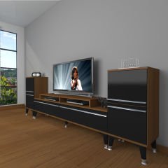 Decoraktiv Ekoflex On2 Mdf Silver Tv Ünitesi Tv Sehpası Ceviz - Siyah