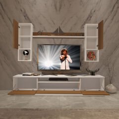 Decoraktiv Trio 5DAS Mdf Tv Ünitesi Tv Sehpası Beyaz - Ceviz