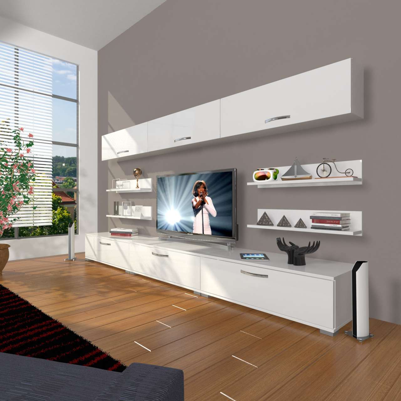Decoraktiv Eko 8Y Slm Tv Ünitesi Tv Sehpası Parlak Beyaz