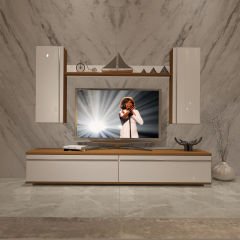 Decoraktiv Eko 5D Mdf Std Tv Ünitesi Tv Sehpası Ceviz - Beyaz