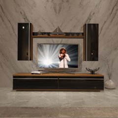 Decoraktiv Eko 5D Mdf Std Tv Ünitesi Tv Sehpası Ceviz - Siyah