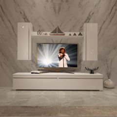 Decoraktiv Eko 5D Mdf Std Tv Ünitesi Tv Sehpası Parlak Beyaz