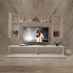 Decoraktiv Eko 5D Mdf Std Tv Ünitesi Tv Sehpası Parlak Beyaz
