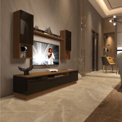 Decoraktiv Trio 5DAS Mdf Tv Ünitesi Tv Sehpası Ceviz - Siyah