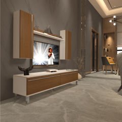 Decoraktiv Eko 5D Mdf Std Krom Ayaklı Tv Ünitesi Tv Sehpası Beyaz - Ceviz