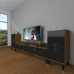 Decoraktiv Ekoflex On2 Mdf Gold Tv Ünitesi Tv Sehpası Ceviz - Siyah