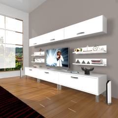 Decoraktiv Eko 8Y Slm Krom Ayaklı Tv Ünitesi Tv Sehpası Parlak Beyaz