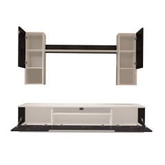 Decoraktiv Trio 5DAS Mdf Tv Ünitesi Tv Sehpası Beyaz - Siyah Mermer