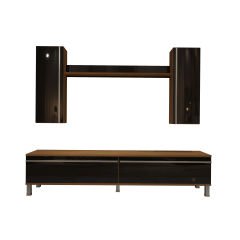 Decoraktiv Eko 5D Mdf Std Krom Ayaklı Tv Ünitesi Tv Sehpası Ceviz - Siyah