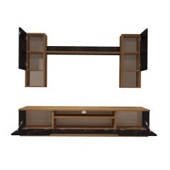 Decoraktiv Trio 5DAS Mdf Tv Ünitesi Tv Sehpası Ceviz - Siyah Mermer