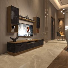 Decoraktiv Trio 5DAS Mdf Tv Ünitesi Tv Sehpası Pera - Siyah Mermer